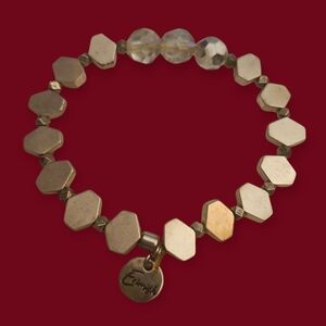 EREMISH Silver Metal Geometric Hexagon Stretch Bracelet